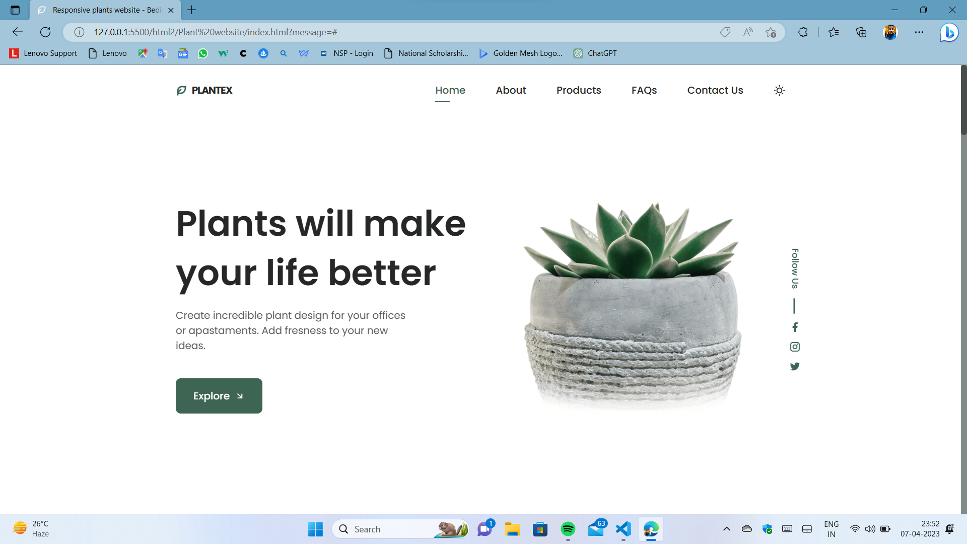 Buy Plants landing page.